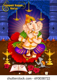 Lord Ganpati in vector for Happy Ganesh Chaturthi festival celebration of India