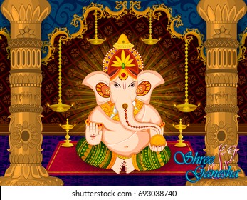 Lord Ganpati in vector for Happy Ganesh Chaturthi festival celebration of India