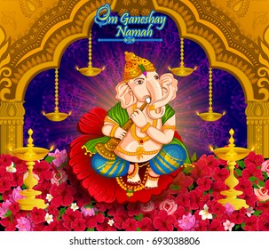 Lord Ganpati in vector for Happy Ganesh Chaturthi festival celebration of India