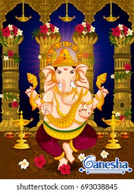Lord Ganpati in vector for Happy Ganesh Chaturthi festival celebration of India