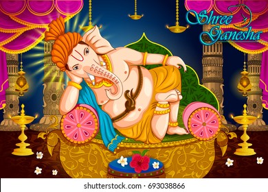 Lord Ganpati in vector for Happy Ganesh Chaturthi festival celebration of India