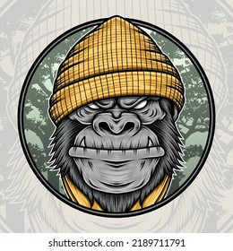 Lord Gorilla Gangster Vector. Premium vector