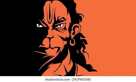 Lord Hanuman Art Orange Background