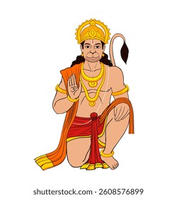 Lord Hanuman Blessing Illustration Vector, God Hanuman, Hindu God Hanuman Illustration