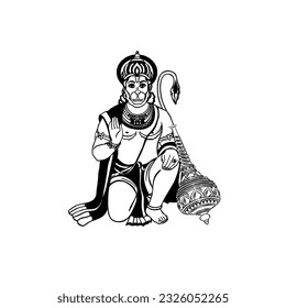 Lord Hanuman Clip Art Vector Design