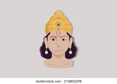 Lord Hanuman Face Vector Illustration Art Stock Vector (Royalty Free ...