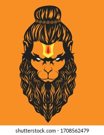 Lord Hanuman graphic trendy design with orange background.