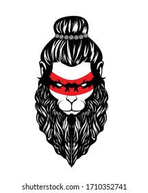 Lord Hanuman graphic trendy design with red eyes graphic.