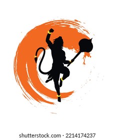 Lord Hanuman graphic trendy design with orange background
