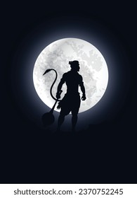 Lord Hanuman Graphic trendy design in full moon,