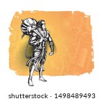 Lord Hanuman for Hanuman Jayanti festival of India, Hand Draw Sketch Vector Illustration.