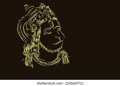 lord hanuman line art isolated dark background