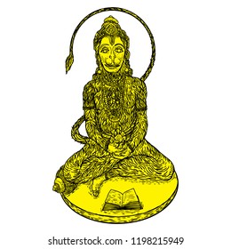 Lord Hanuman for Navratri festival of India at Dussehra. Isolated on background. Vector.