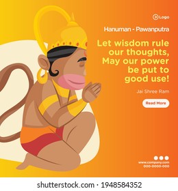 Lord hanuman the pawanputra banner design template. Vector graphic illustration.