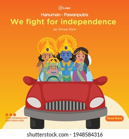 Lord hanuman the pawanputra we fight for independence banner design template. Vector graphic illustration.