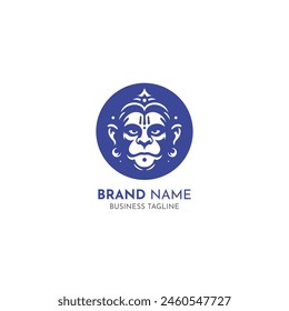 Lord Hanuman Powerful Expression Logo Vector