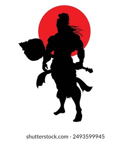 Lord Hanuman Silhouettes, An illustration of Hindu God