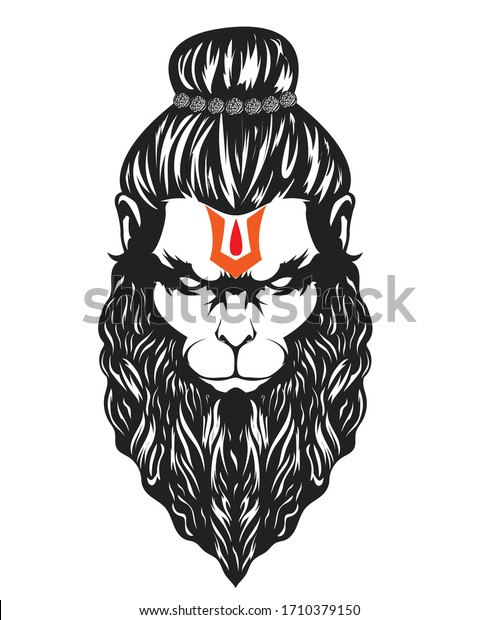 Lord Hanuman Tilak Graphic Trendy Design Stock Vector Royalty Free