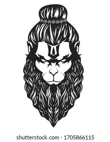 Lord Hanuman trendy graphic black design.