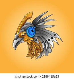 The lord of Horus Pharaoh God Face and head Egyptian Eagle esport logo. Pharaonic wings and the key to life and the Egyptian Eternal Sun mascot logo design