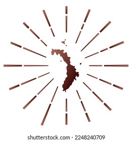 La isla Lord Howe. Mapa de borde con coloridos rayos estelares. Ilustración de Lord Howe Island en digital, tecnología, internet, estilo de red. Ilustración vectorial.