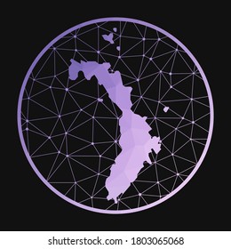 Lord Howe Island icon. Vector polygonal map. Lord Howe icon in geometric style. The island map with purple low poly gradient on dark background.