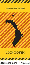 Lord Howe Island Lock Down Sign. Yellow island pandemic danger icon. Vector illustration.