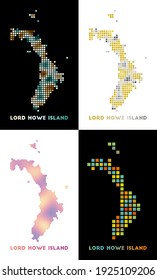 Lord Howe Island map. Collection of maps of Lord Howe Island in dotted style. Vector illustration.