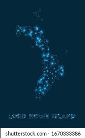 Mapa de la red de la isla Lord Howe. Mapa geométrico abstracto de la isla. Conexión a Internet y diseño de telecomunicaciones. Increíble ilustración vectorial.