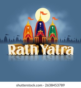 Lord Jagannath, Balabhadra and Subhadra in Ratha Yatra Chariot Festival of India in vector
