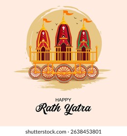 Lord Jagannath, Balabhadra and Subhadra in Ratha Yatra Chariot Festival of India in vector