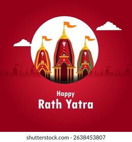 Lord Jagannath, Balabhadra and Subhadra in Ratha Yatra Chariot Festival of India in vector