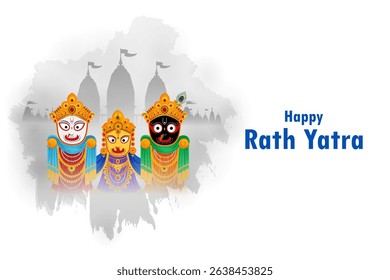 Lord Jagannath, Balabhadra and Subhadra in Ratha Yatra Chariot Festival of India in vector