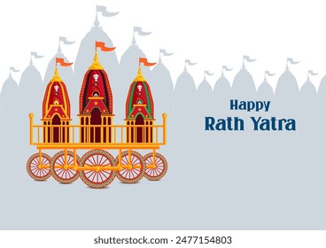Lord Jagannath, Balabhadra and Subhdra in Rath Yatra holiday festival celebrated in Puri, Odisha India in vector