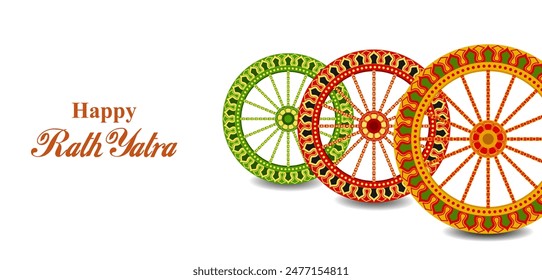 Lord Jagannath, Balabhadra and Subhdra in Rath Yatra holiday festival celebrated in Puri, Odisha India in vector