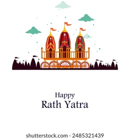 Lord Jagannath, Balabhadra and Subhdra in Rath Yatra holiday festival celebrated in Puri, Odisha India in vector