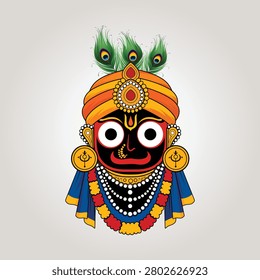 Lord Jagannath Face Vector Illustration with Traditional Odia Design