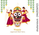 Lord Jagannath Rath Yatra festival design with two beautiful Indian dancers
