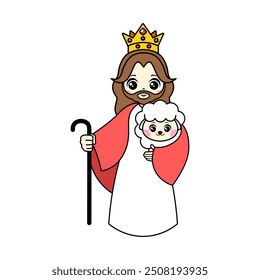 Lord Jesus cartoon. God the Father in heaven cartoon. Digital art illustration.