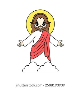 Lord Jesus cartoon. God the Father in heaven cartoon. Digital art illustration.