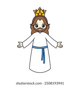 Lord Jesus cartoon. God the Father in heaven cartoon. Digital art illustration.