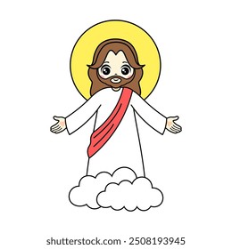 Lord Jesus cartoon. God the Father in heaven cartoon. Digital art illustration.