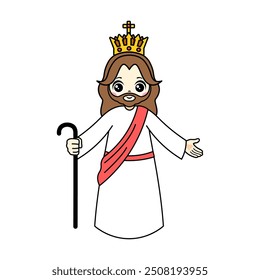 Lord Jesus cartoon. God the Father in heaven cartoon. Digital art illustration.