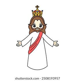 Lord Jesus cartoon. God the Father in heaven cartoon. Digital art illustration.