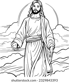 Lord Jesus Christ  black and white colouring page 