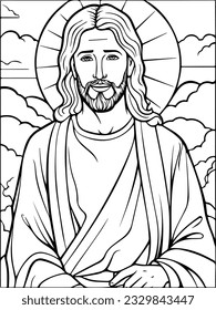 Lord Jesus Christ  black and white colouring page 