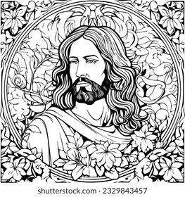 Lord Jesus Christ  black and white colouring page 