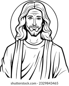 Lord Jesus Christ  black and white colouring page 