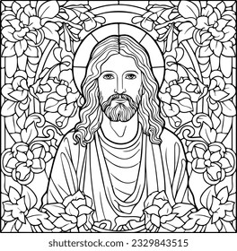 Lord Jesus Christ  black and white colouring page 