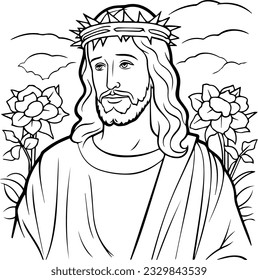 Lord Jesus Christ  black and white colouring page 